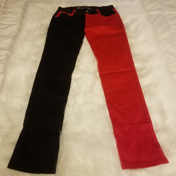 ROSY LOVES Denim - ROSY LOVES BLACK AND RED PANTS
